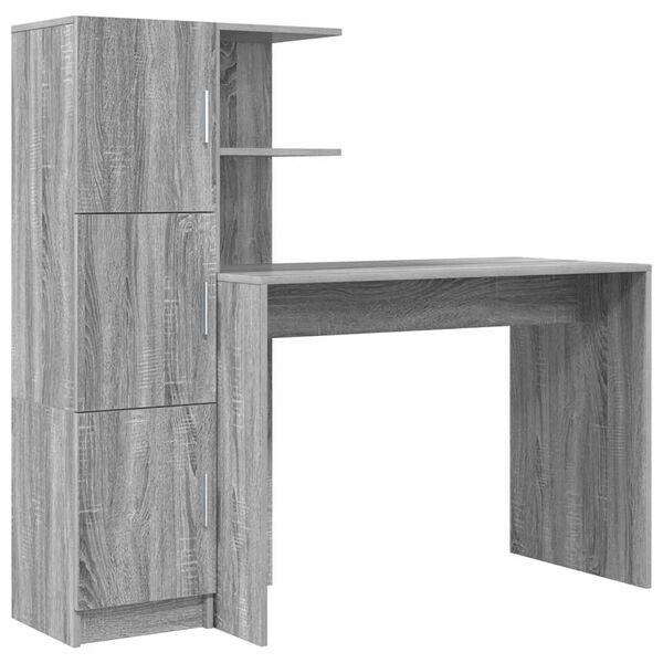 vidaXL Desk 2 pcs Grey Sonoma