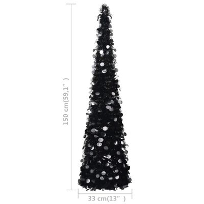 vidaXL Pop-up Artificial Christmas Tree Black 150 cm PET