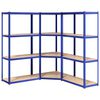 vidaXL 4-Layer Shelves 3 pcs Blue Steel&Engineered Wood