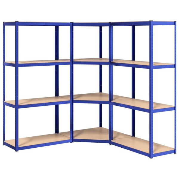 vidaXL 4-Layer Shelves 3 pcs Blue Steel&Engineered Wood
