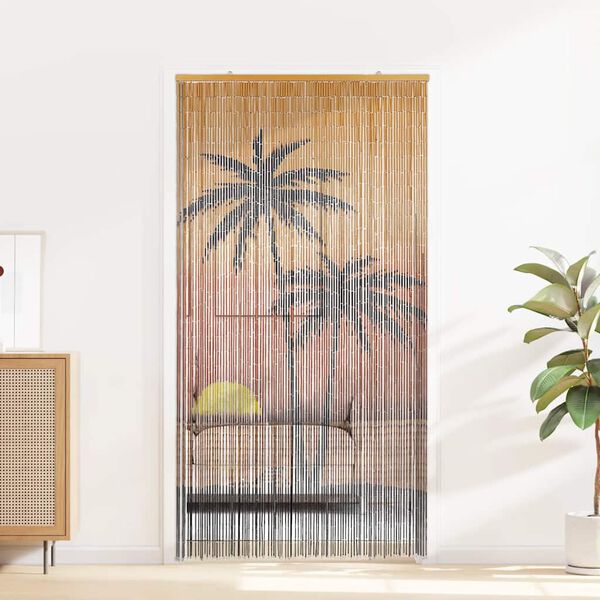 vidaXL Insect Door Curtain Palm Tree Print 90x220 cm Bamboo