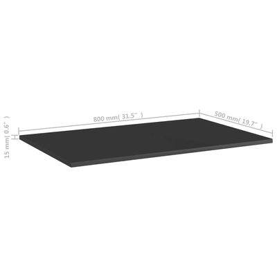 vidaXL Bookshelf Boards 4 pcs High Gloss Black 80x50x1.5 cm Engineered Wood