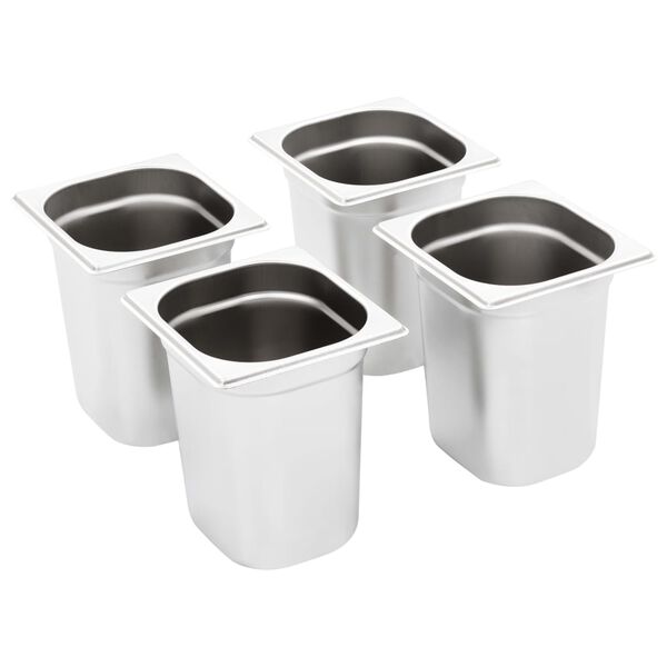 vidaXL Gastronorm Containers 8 pcs GN 1/6 200 mm Stainless Steel