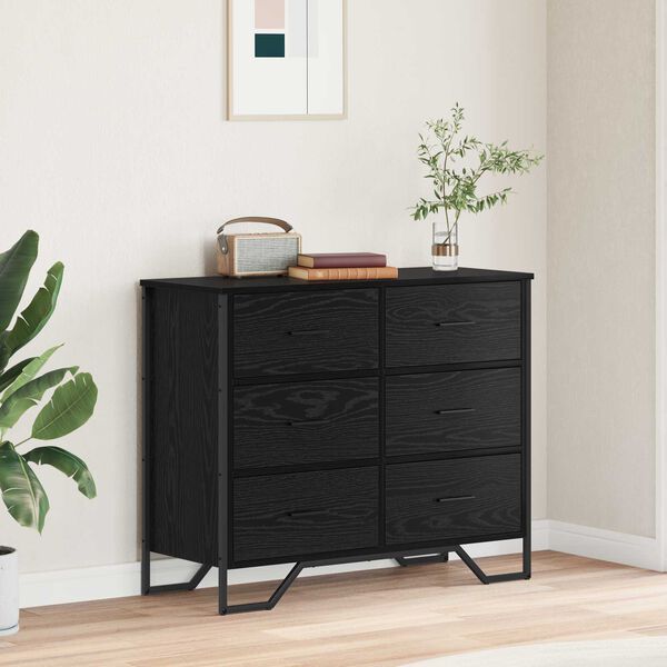 vidaXL Chest of Drawers Black oak 91 x 35.5 x 74.5 cm Engineered wood