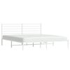 vidaXL Metal Bed Frame without Mattress with Headboard White 200x200cm