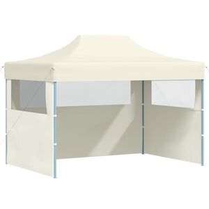 vidaXL Professional Folding Party Tent with 3 Sidewalls 3x4 m Steel Cream