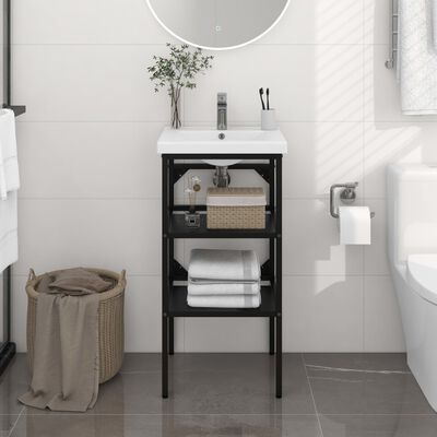 vidaXL Bathroom Washbasin Frame Black 40x38x83 cm Iron