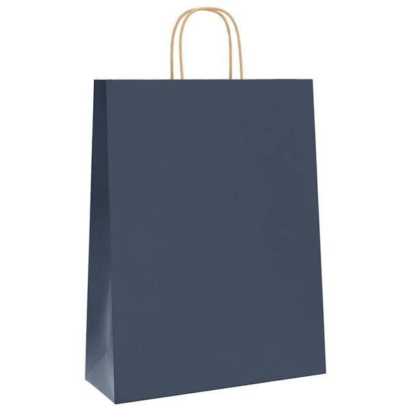 vidaXL Paper Bags 250 pcs with Handles Blue 32x12x42 cm