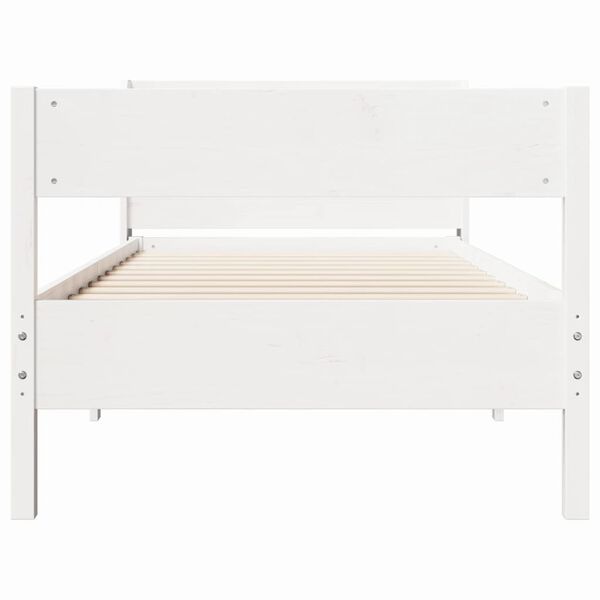 vidaXL Bed Frame without Mattress White 75x190 cm Small Single Solid Wood Pine