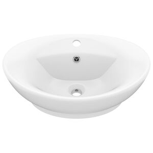 vidaXL Luxury Basin Overflow Oval Matt White 58.5x39 cm Ceramic