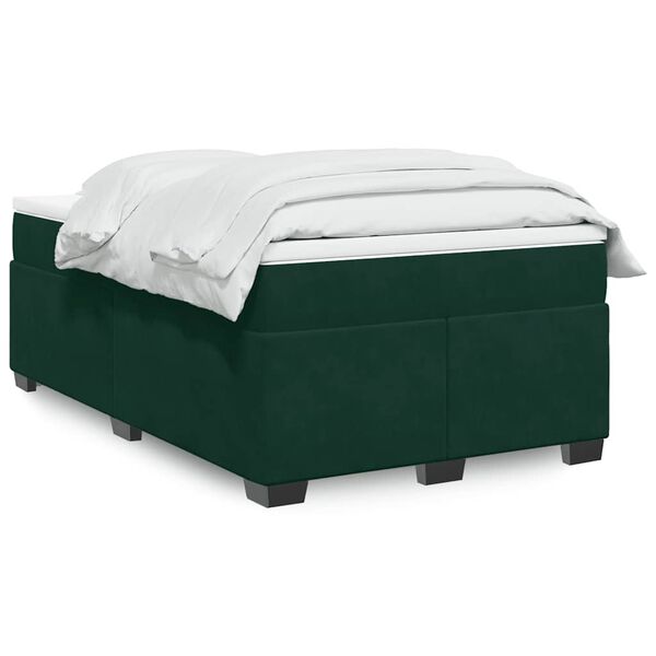 vidaXL Box Spring Bed with Mattress Dark Green 120x200 cm Velvet