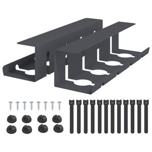 vidaXL Under Desk Cable Management Tray 2 pcs Anthracite