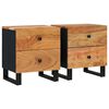 vidaXL Bedside Cabinet | Set of 2 | Acacia Wood Brown | Solid acacia wood, iron