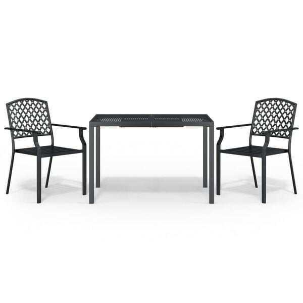 vidaXL 3 Piece Garden Dining Set Anthracite Steel