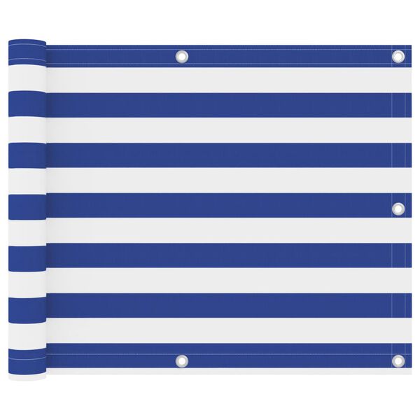 vidaXL Balcony Screen White and Blue 75x500 cm Oxford Fabric