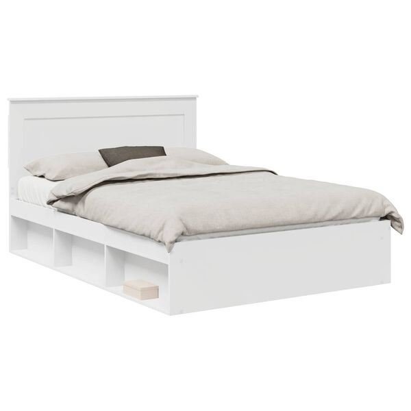 vidaXL Bed Frame with Headboard White 140 x 190 cm Solid Pine Wood