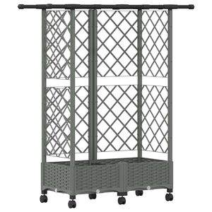 vidaXL Raised Bed with Trellis and Roof Light Grey 124 x 40 x 127 cm