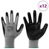 vidaXL Work Gloves 12 pcs Grey and Black 11 / XXL Polyester