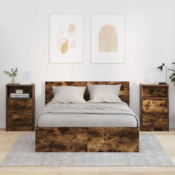 vidaXL Bedside Tables with Drawer 2 pcs Smoked Oak 40 x 30 x 467 cm