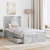 vidaXL Bed Frame with Drawer Concrete Grey 90 x 200 cm Engineered Wood