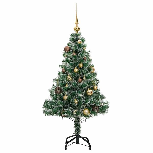 vidaXL Artificial Christmas Tree 150 LEDs&Ball Set&Flocked Snow 150 cm