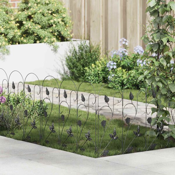vidaXL Garden Fence Trellis Black 307 x 54.5 x 0.3 cm