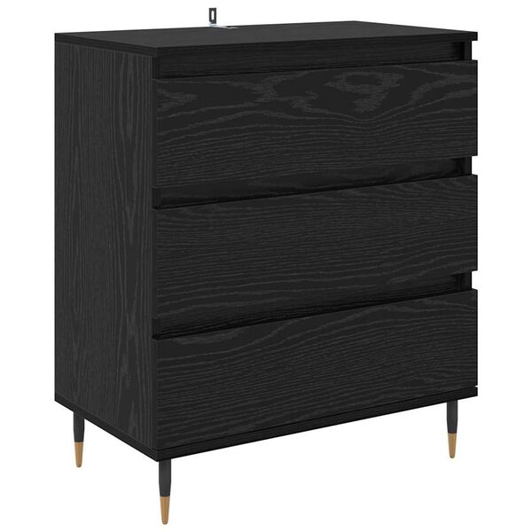 vidaXL Sideboard with Drawer Black Oak 60 x 35 x 70 cm Engineered Wood