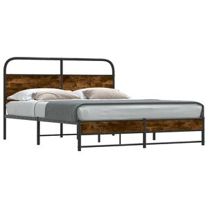 vidaXL Bed Frame Without Mattress 150x200 cm Smoked Oak Engineered Wood