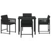 vidaXL Garden Dining Set 5 pcs Black Poly Rattan