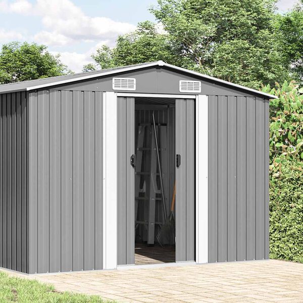 vidaXL Garden Shed Grey 257x779x181 cm Galvanised steel