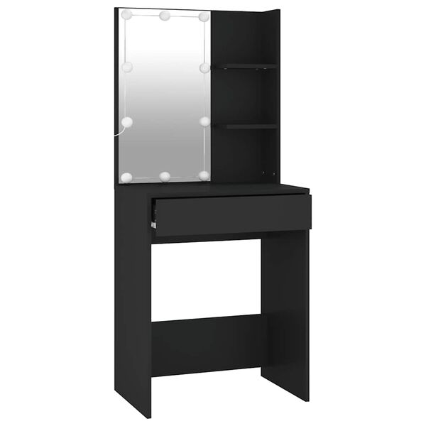 vidaXL Dressing Table with LED Black 60x40x140 cm