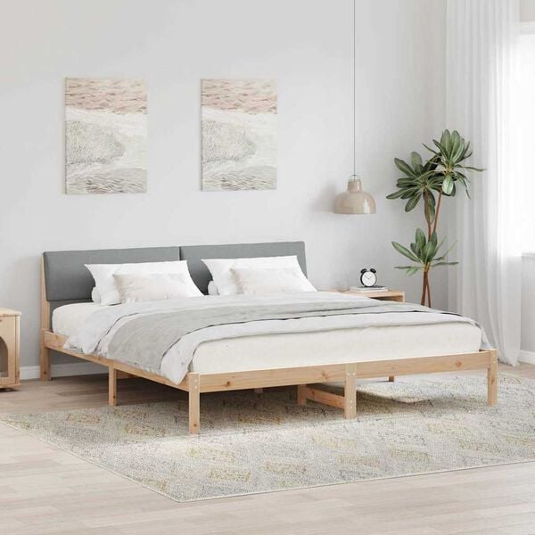vidaXL Bed frame Brown and light grey 180 x 200 cm Solid pine wood