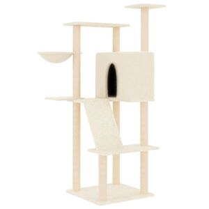 vidaXL Cat Tree with Sisal Scratching Posts Cream 143 cm