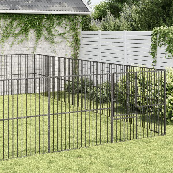 vidaXL Dog Playpen 20 Panels Black Galvanised Steel