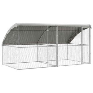 vidaXL Dog Kennel 2 pcs Silver 4 x 2 x 2 m Galvanised steel