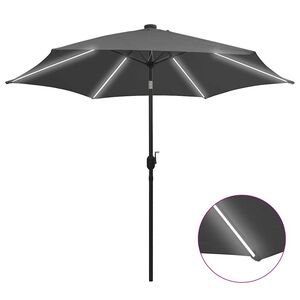 vidaXL Garden Parasol with LED Lights&Aluminium Pole 300 cm Anthracite