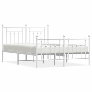 vidaXL Metal Bed Frame without Mattress with Footboard White 140x190cm