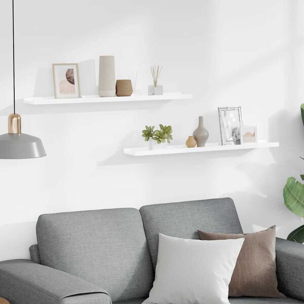 vidaXL Wall Shelves 2 pcs High Gloss White 80x9x3 cm