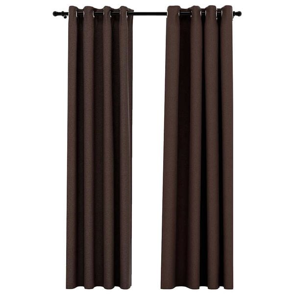 vidaXL Linen-Look Blackout Curtains with Grommets 2pcs Taupe 140x245cm