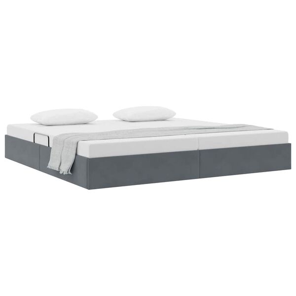vidaXL Storage Bed with Mattress Dark Grey 200 x 200 cm Velvet