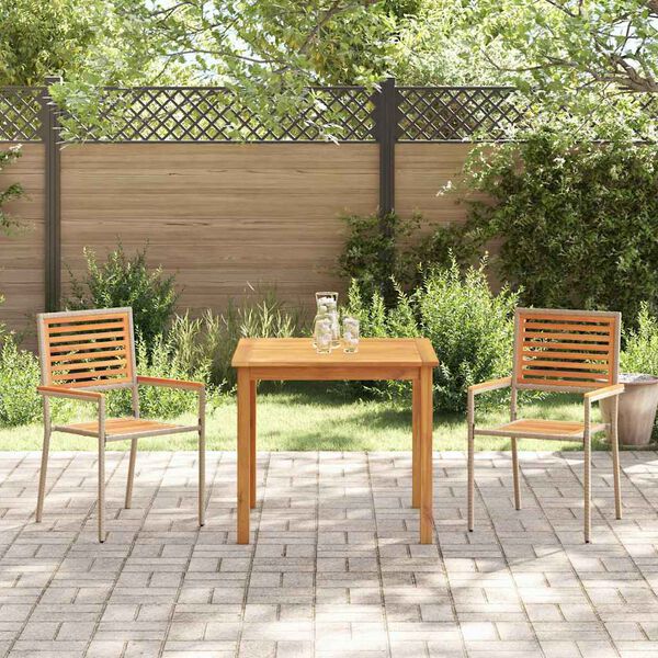 vidaXL Garden Dining Set 3 pcs Beige Poly rattan
