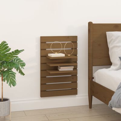 vidaXL Wall-mounted Bedside Shelves 2 pcs Honey Brown Solid Wood Pine