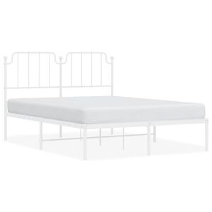 vidaXL Metal Bed Frame without Mattress with Headboard White 135x190cm