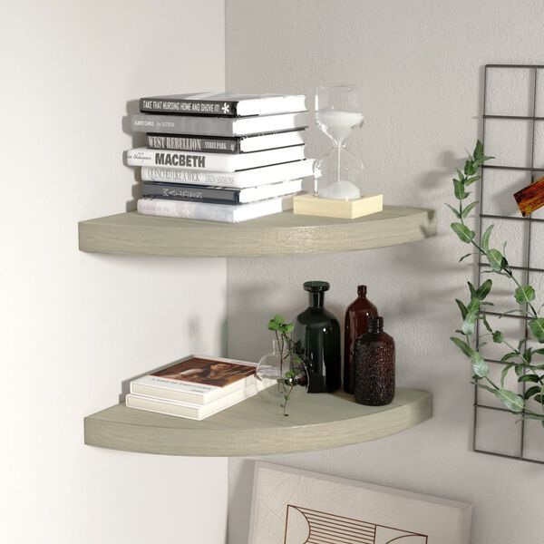 vidaXL Floating Corner Shelves 2 pcs Oak 35x35x3.8 cm MDF