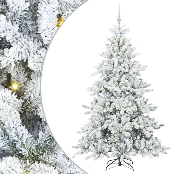 vidaXL Artificial Hinged Christmas Tree White 180 cm PVC and Steel