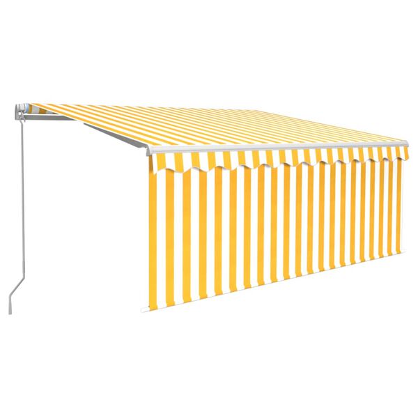 vidaXL Manual Retractable Awning with Blind&LED 3x2.5m Yellow&White