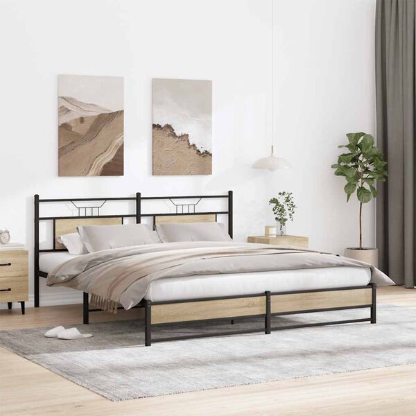 vidaXL Metal Bed Frame without Mattress Sonoma Oak 183x213 cm