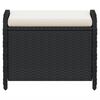 vidaXL Garden Stool with Cushion Black 58x46x46 cm Poly Rattan