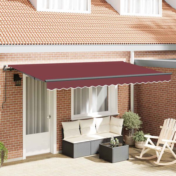 vidaXL Retractable Awning Manual Burgundy 400 x 200 cm Fabric