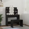vidaXL Dressing Table Set with LED Black Engineered Wood